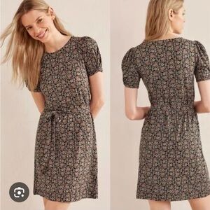Boden Black Floral Mini Dress NWT